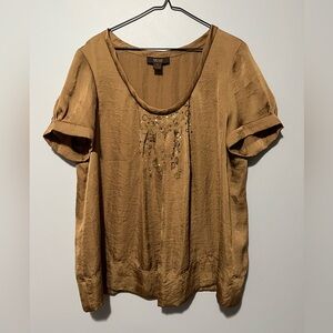Victor Size 16 Silky Brown Embellished Top